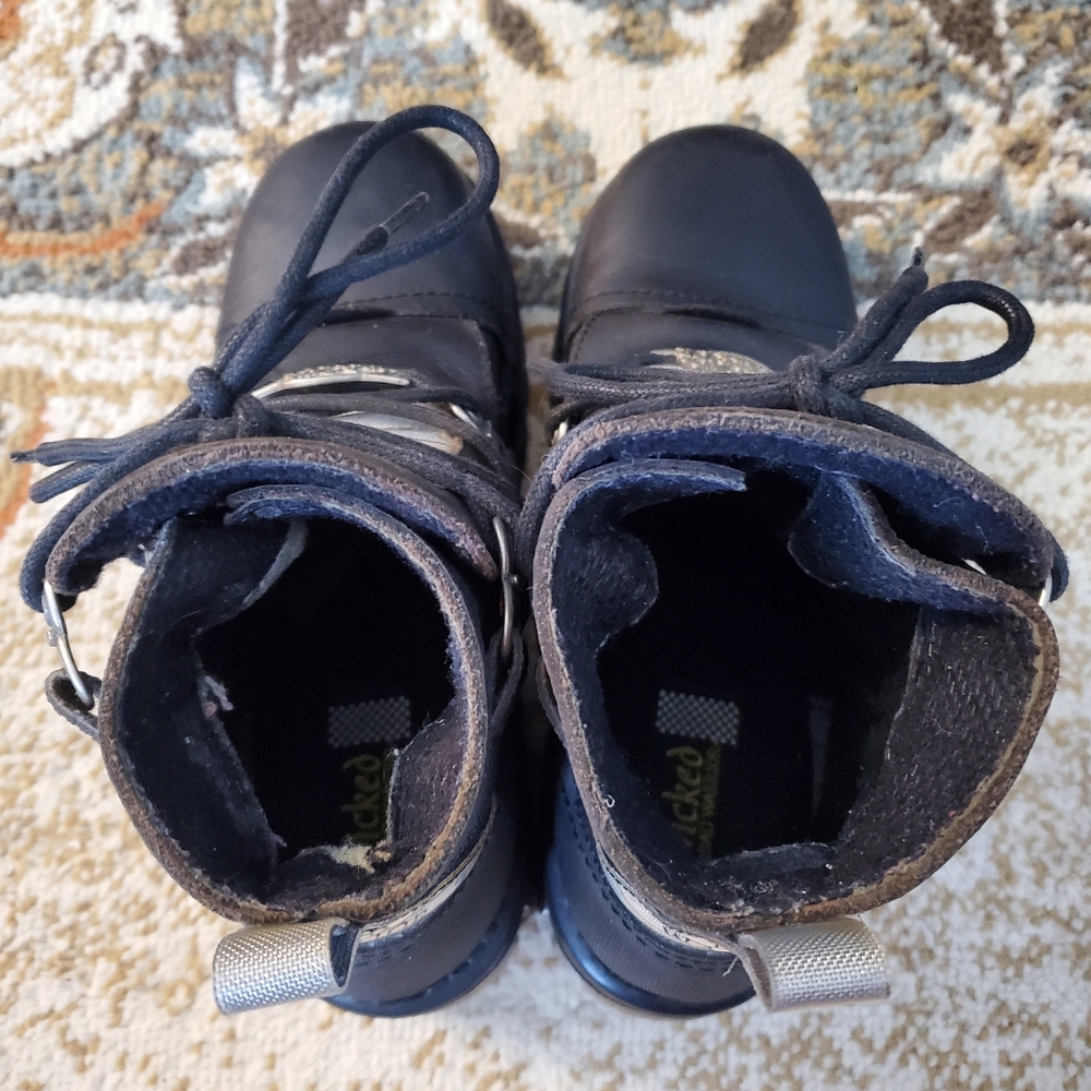 WICKED ROAD WARRIOR Leather Biker Moto Platform Combat Boots 8.5 - Picture 5 of 11